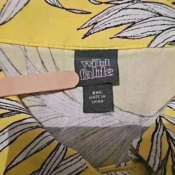 Wild Fable Plus Size XXLβNeon Yellow Hawaiian Tropical Palm Leaf Art ButtonβDown - Picture 11 of 12